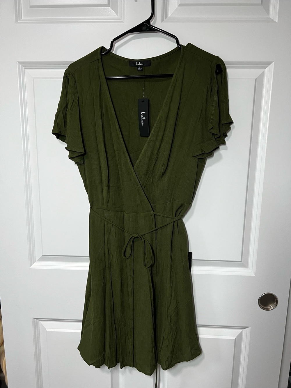 NWT Lulu's Olive Green Wrap Short Dress Size Medium